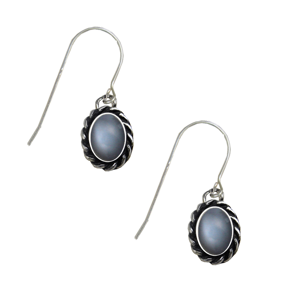 Sterling Silver Grey Moonstone Gemstone Drop Dangle Earrings